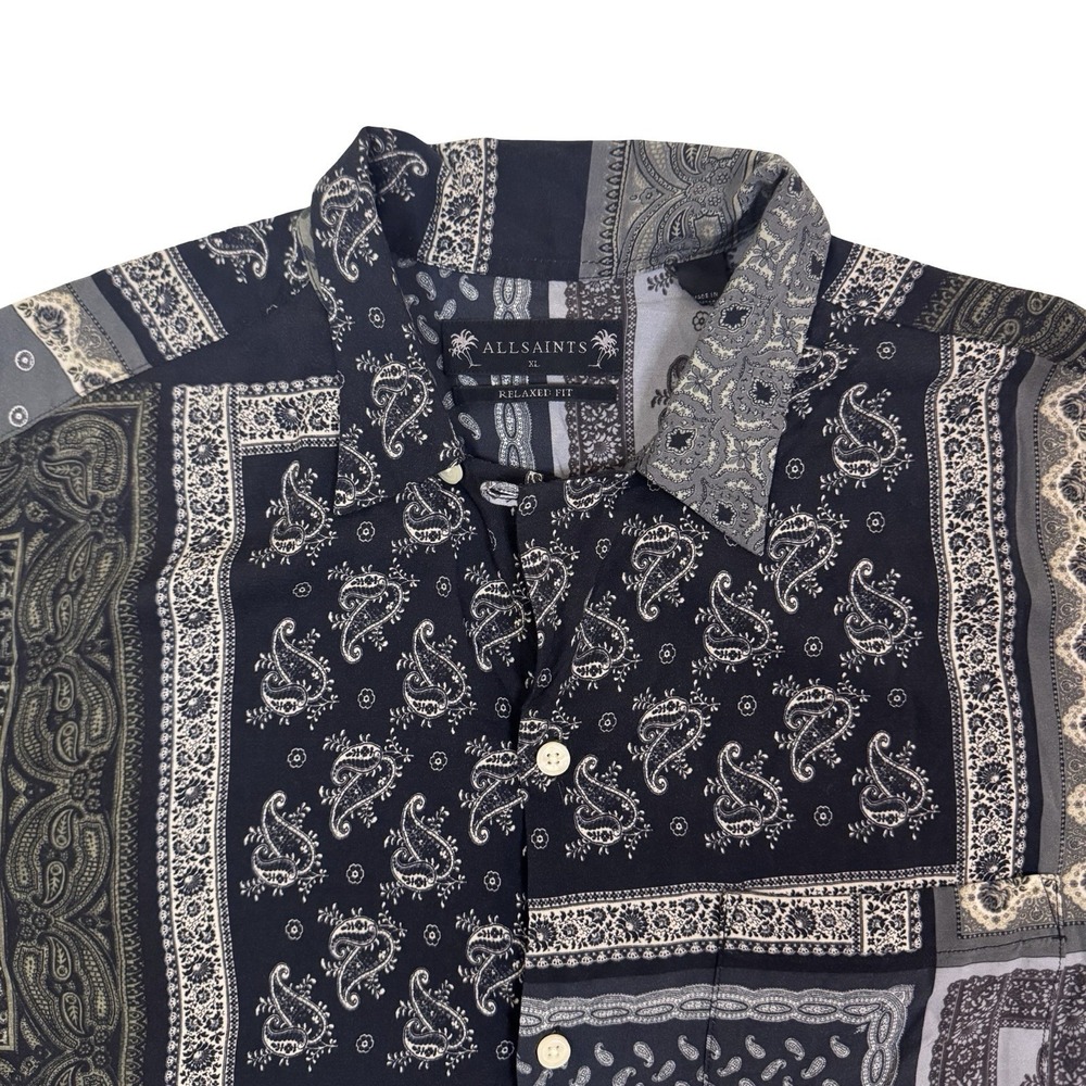 All Saints Paisley Bandana Yacutan Mens Short Sleeved Shirt Size XL NWT - Picture 2 of 6